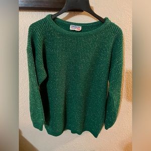 Vintage knit sweater! Beautiful emerald green with sparkles in knit! Size‎ med